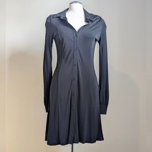 Theory Black Button-Front Shirt Dress